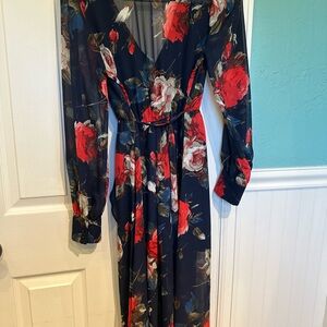 Elegant Floral Long Sleeve Dress